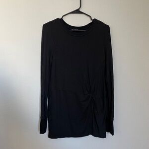 Athleta Nirvana Twist Front Sweatshirt Black XS Modal Cozy Athleisure Lounge